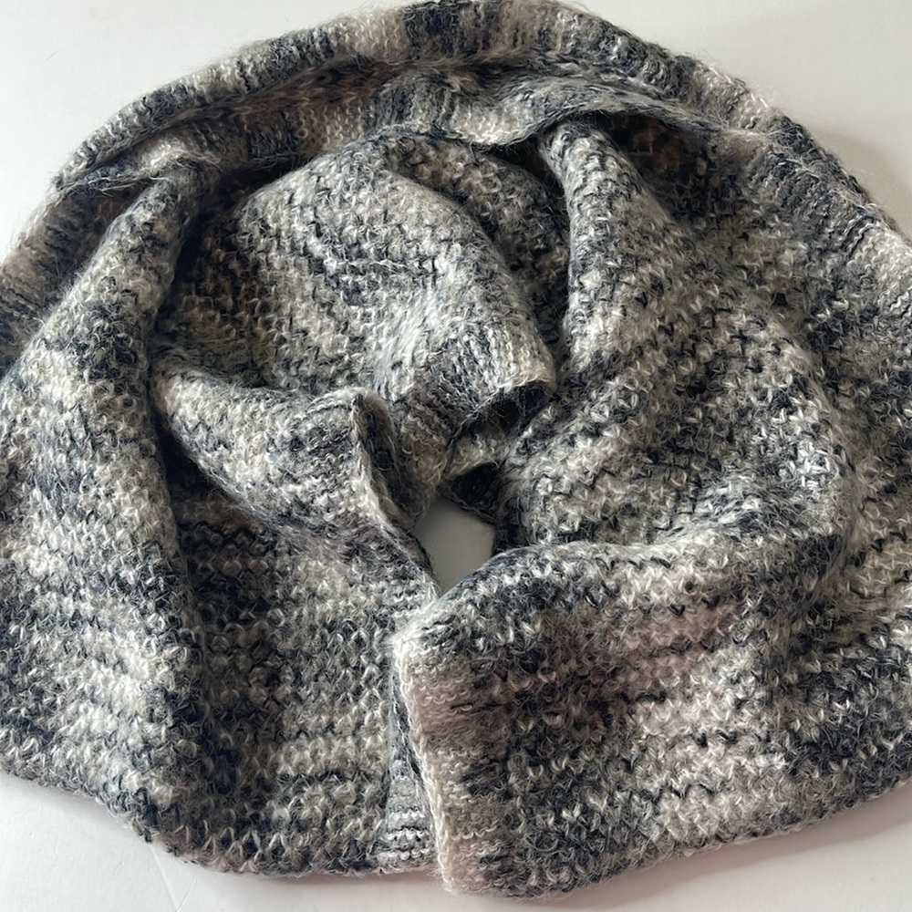 BCBGeneration Winter Infinity Scarf Gray Black